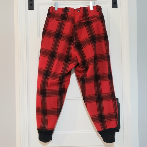 Vintage Wool Buffalo Plaid Hunting Pants Men 33x29 Red Lumberjack Outdoor Unisex - Picture 2 of 14